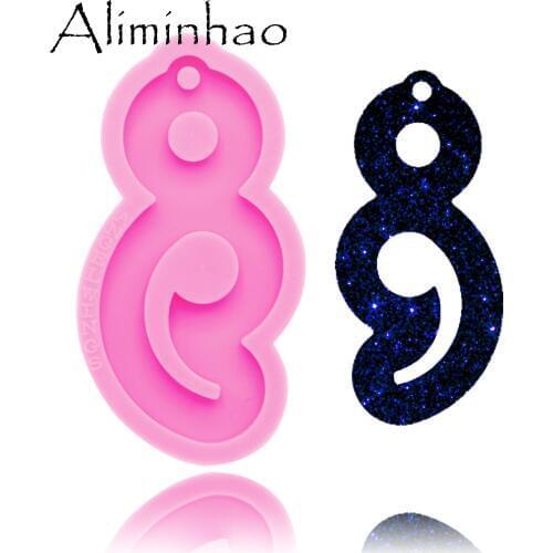 DY0282 Shiny Heart semi colon shape mold Silicone Molds DIY Mouse semicolon resin epoxy keychains Mould custom keychain