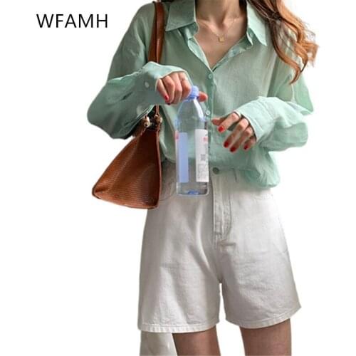2021 new spring and summer fashion womens high-waisted slim straight wild white washed cotton denim shorts Polyester Pockets