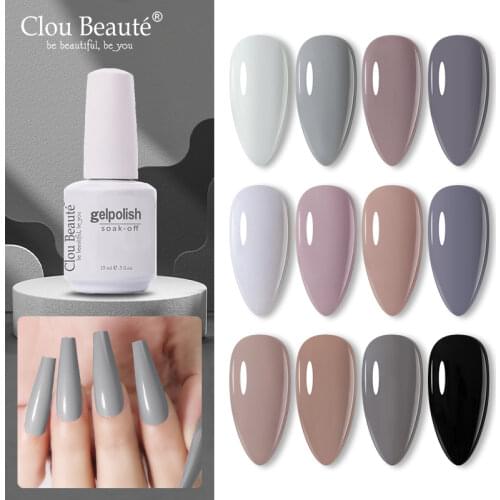 Clou Beaute Grey Series UV Gel Nail Polish Set Soak off LED UV Hybrid Gel Lacquer Nail Gel Polish Nail Color Nail Gel Varnish
