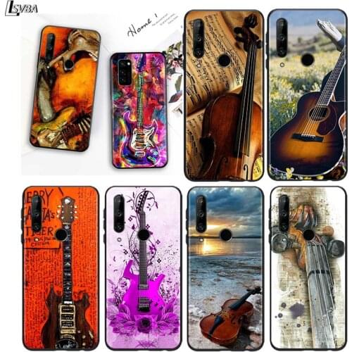 Guitar Music Lines for Huawei P10 P20 Pro P30 P40 Y5 Y6 Y7 Y9 2019 Nova 7i 5T 5i 5 4e 4 3i 3e 3 Bright Black Phone Case