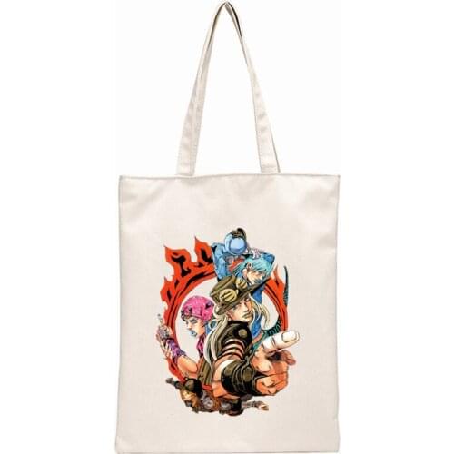 Japan Anime Jojo Bizarre Adventure Print Canvas Bag Female Large Capacity Canvas Harajuku College Shopping Bag Shoulder Bags
