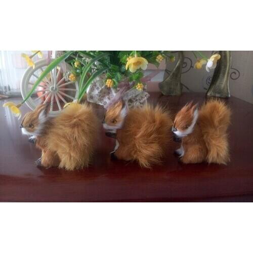 8x7cm simulation squirrel Handmade craft model toy,polyethylene& furs toy one lot /3 pieces, prop,decoration toy Xmas gift w4062