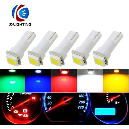 KD 100PCS/a lot T5 5050 1SMD Wedge Car LED Bulb Lamp Interior Dashboard Gauge Light Lamps White Blue Green Ice Blue Red Yellow