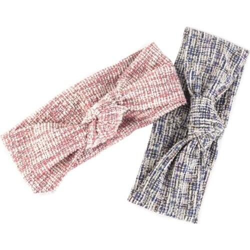 Classic Striped Plaid Headband For Women Vintage Cross Knot Turban Elastic Hair Bands Soft Solid Girls Hairband Flat Headwear