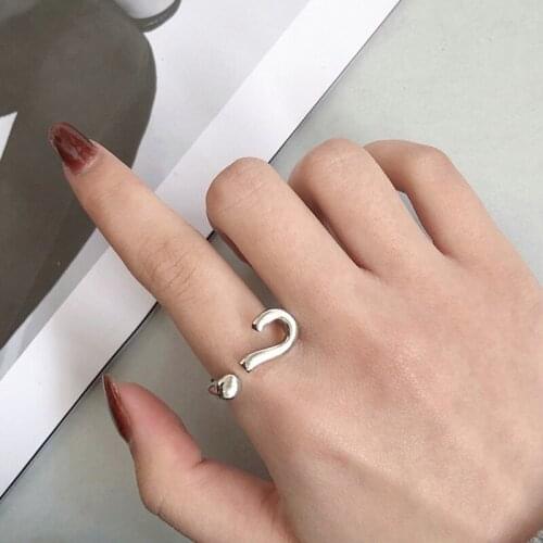 2021 Creative Question Mark Silver Color Finger Rings for Women Opening Rings INS Fashion Personality Minimalist Jewelry