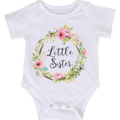 Baby Kids Girl Little Big Sister Match Tops Summer Short Sleeve Bodysuits T-Shirt Family Matching Outfits