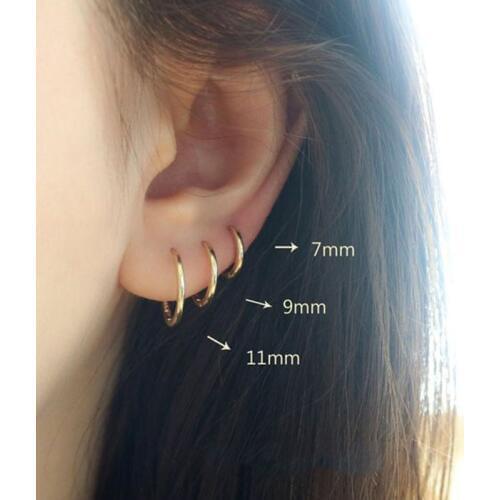 Mini small tiny huggie hoop earring stainless steel for women mini helix cartilage hoop piercing gold plated sleep sminimalist