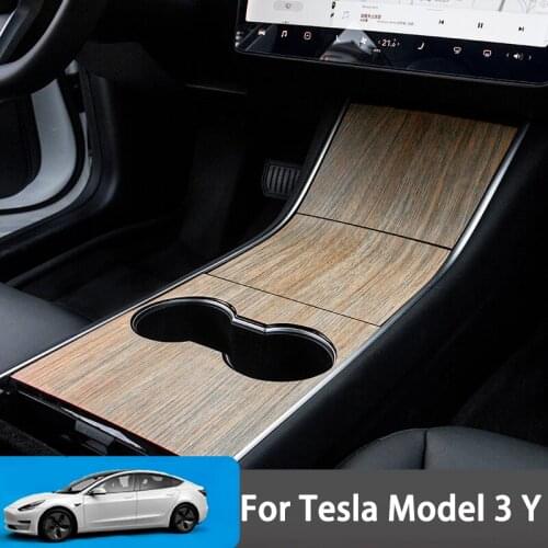 For Model 3 Car Center Console Wrap Sticker For Tesla Model3 Y Wood Console Grain Accessories For Tesla Model Three accessory