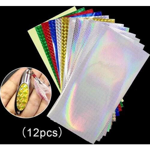 12pcs 20x10cm Bait Sticker DIY Fish Reflective Holographic Belt For Freshwater Lures Spoons Flashers Lure Tape Fishing Tackle