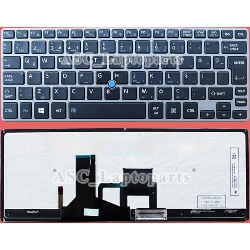 New Turkish Türkçe klavye Keyboard for Toshiba Portege Z30-A Z30-C Z30T-B Z30-B1320 R30-B Silver Frame Black, with BACKLIT