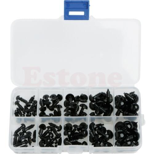 New 100pcs 6-12mm Black Plastic Safety Eyes For Teddy Bear Doll Animal Puppet Crafts
