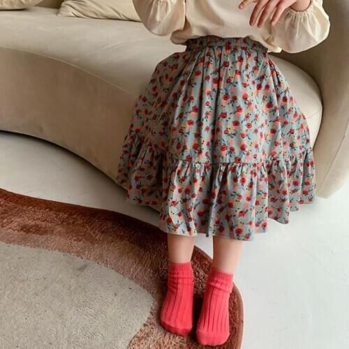 2020 Spring New Floral Printed Girls Pleated Skirts Children Clothes Baby Girls Skirt Cute Cotton Toddlers Kids Tutu Skirts