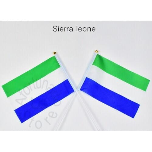 Sierra leone 14*21cm flag Banner meet Parade party hand waving National flag Home Decoration flag banner