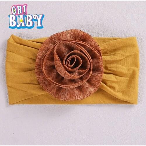 15cm Baby Girl Headband with Flower Hair Accessories 12 Colors Nylon Elastic Baby Headwear Kids Headwrap for Newborn Gifts
