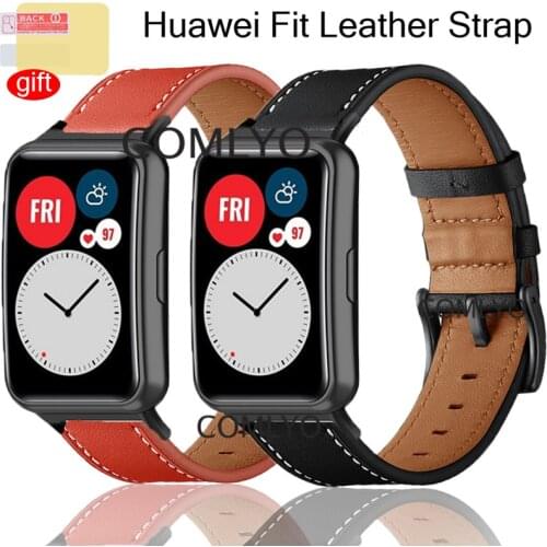 3in1 Leather Replacement Band For Huawei Watch Fit smartWatch Bracelet Strap Wristband for Huawei Watch fit screen protector