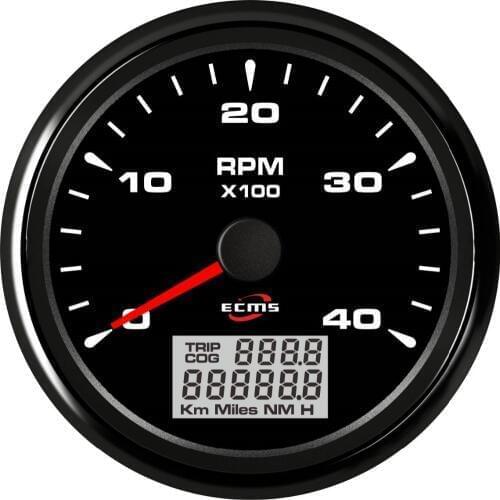 New Design Marine Boat Automotive Tachometer RPM 0-4000RPM 9-32V Pulse 85mm 3.35 Inch 316L Black Bezel Black Dial 902-00010