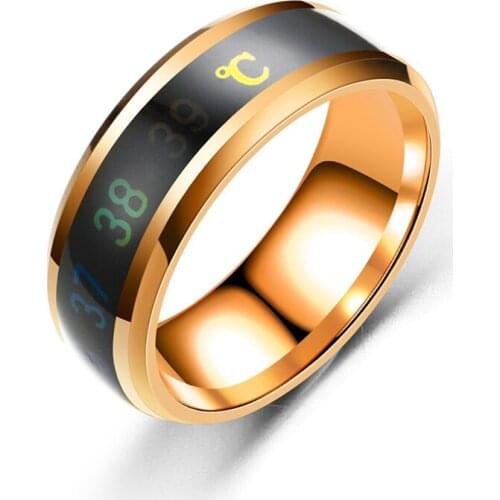 Smart Sensor Body Temperature Ring Stainless Steel Fashion Display Real-time Temperature Test Finger Ring