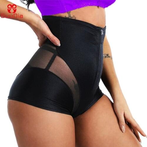 GUUDIA High Waist Trainer Shaper Panties Tummy Control Panties with Zipper Sexy Mesh Shaper Waist Shapers Slimming Shapewear