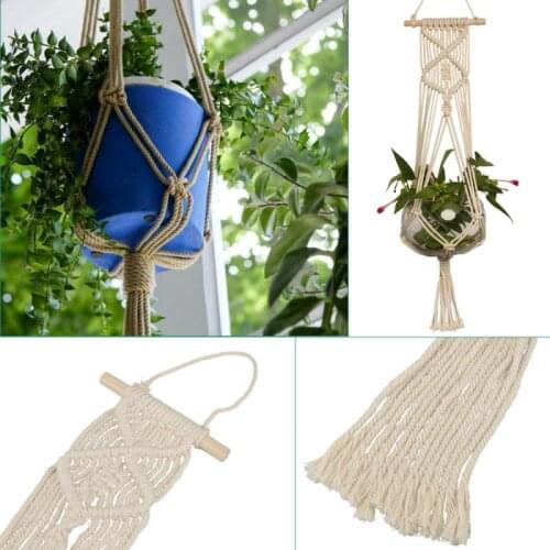 Handmade Macrame Plant Hanger Flower Pot Hanger Pot Tray For Wall Decoration Count Yard Garden Pot Tray For Plant Dropshipping