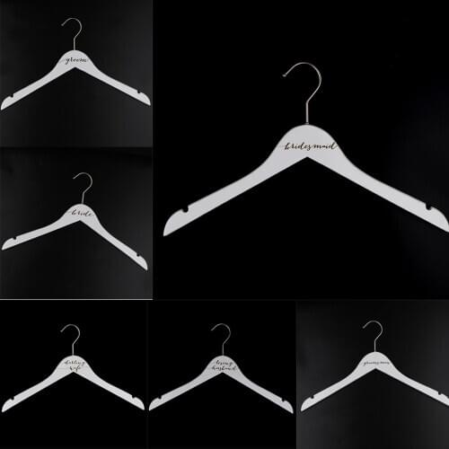 White Wood Wedding Dress Hanger Bridal Clothes Groom Coat Hanger Accessories