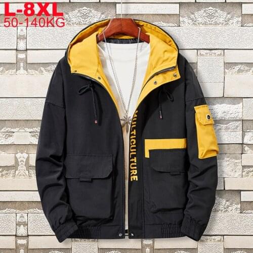 Large Size Windbreakers Streetwear Jackets Men Outwear Plus 5xl 6xl 7xl 8xl Sportswear Coat Male Baseball Bomber Hooded Jackets