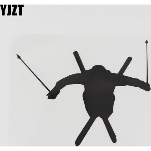 YJZT 12.9CMX10.4CM Fashion Skier Ski Jumper Decal Vinyl Car Sticker Black/Silver 8A-0649