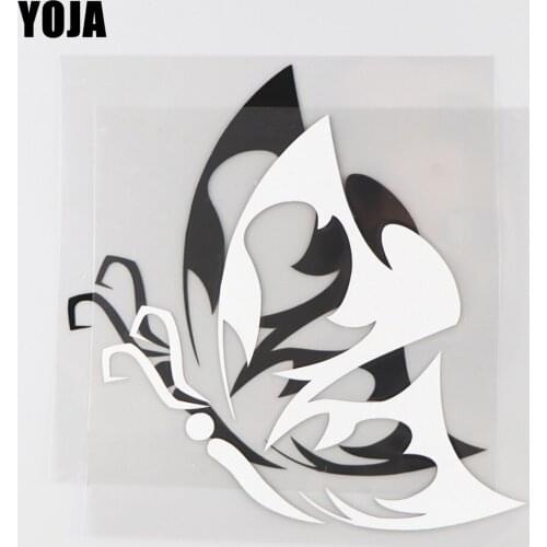 YOJA 12.8×12.2CM Vinyl Decal Lovely Butterfly Cartoon Animals Car Stickers Pattern Black/Silve0r 19C-0145