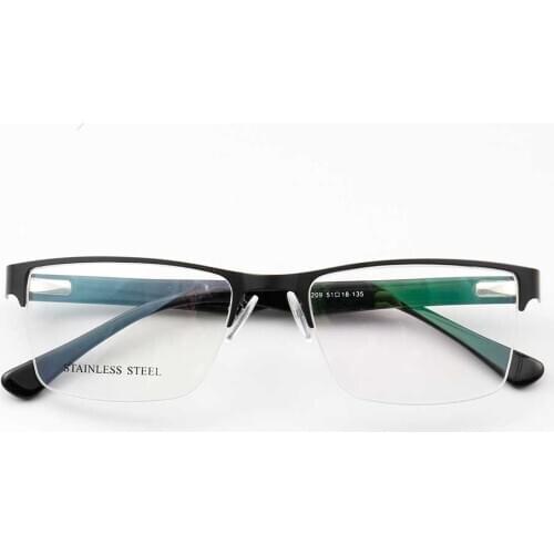 YOUTOP Half-rim Mens Fashion Rrectangle Eyeglasses Males Business Striped Stainless Steel eyewear Frame 209