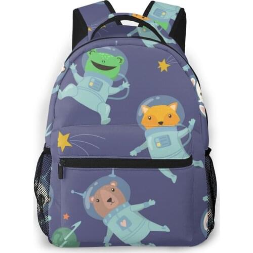 2021 Travel Backpacks Animals In Space Illustration Girl Backpack For Women Large Capacity School Bag For Teenage
