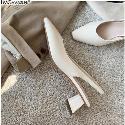 LMCAVASUN ins white Dress Shoe Ladies Summer Women High Heel Sandals