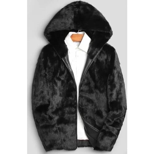 Winter mens mink fur coat short real mink fur fur coat men