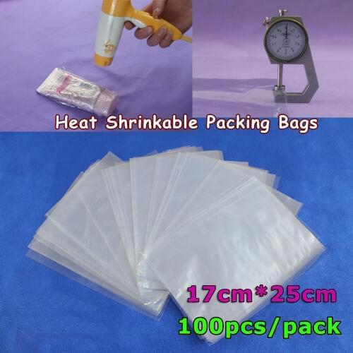 100Pcs 6.7x9.8Inch(17x25cm) Soft Transparent Blow Molding PVC Heat Shrinkable Bags Film Wrap Cosmetic Packaging Wrap Materials