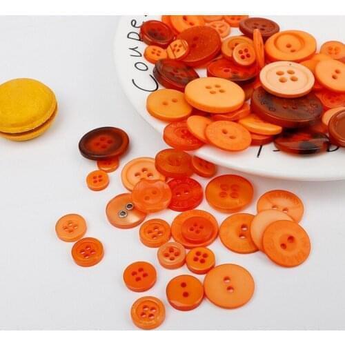 100Pcs Colorful Mixed Size Resin Buttons Round Sewing Accessories Scrapbook DIY Crafts