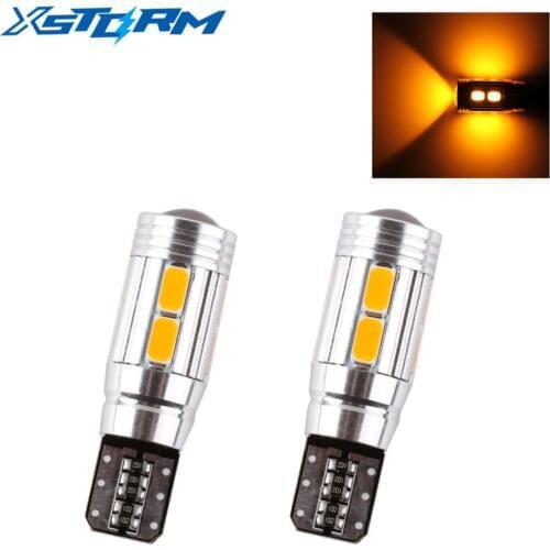 2Pcs T10 W5W LED Bulbs 10SMD CANBUS OBC Error Free LED Lamp 501 dash Car LED bulbs interior Auto Lights Source parking 12V Amber