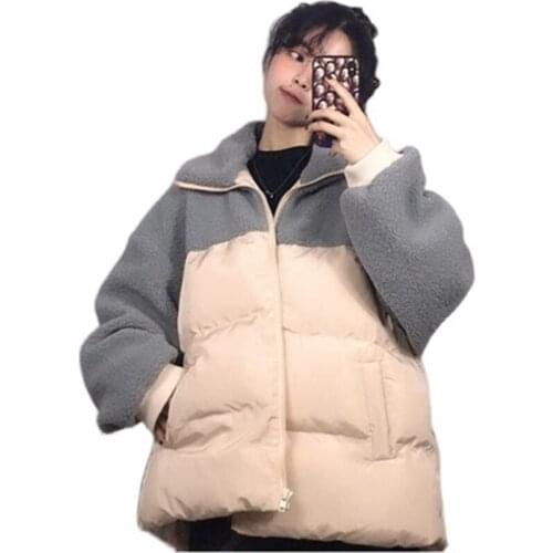 2021 Winter New Arrivals Womens Cotton Parkas Patchwork Trendy Female Jackets Loose Plus Size Lady Outerwear Thick Warm Coats