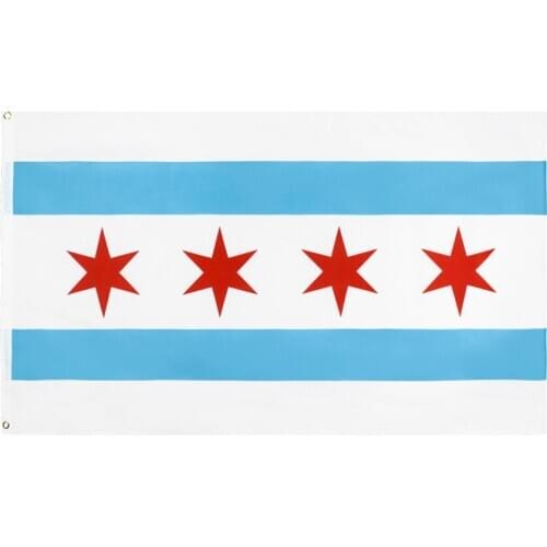 3x5ft Stock Blue Stripes Red Stars Chicago Flag