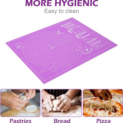 45x60cm Silicone Kneading Dough Pad Reusable Pastry Mat Kitchen Crepes Pizza Dough Non-stick Pan Pastry Mat Baking Accessories