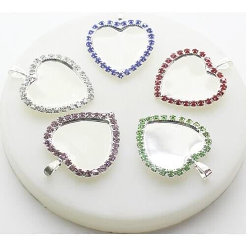 Luxury 5Pcs Peach Heart Empty Piece Shiny Button Hook Jewelry Sewing Hanging Ring Party Wedding Manual Album Creative Production