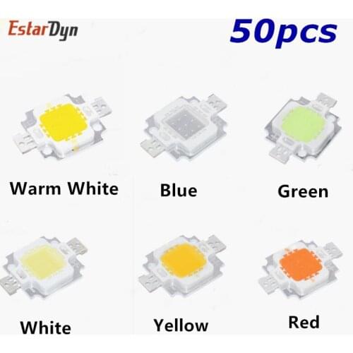 50PCS 10W white/warm white/Red/green/blue/yellow Led chip 10w Lamp beads 10W led Integrated High power 10w led