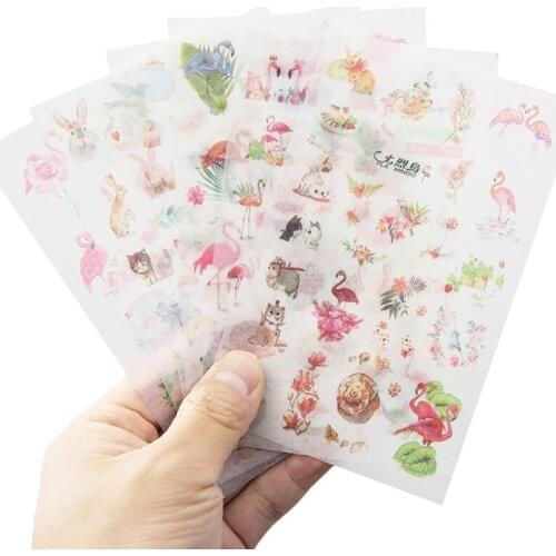 6sheets/lot Flamingo Album Decoration Hand Account Daily DIY Decorative Stickers Handmade Gift Decoration Stickers Scrapbooking