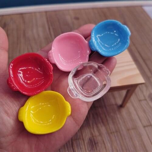 A05-X029 children gift Toy 1:12 Dollhouse mini Furniture Miniature Doll accessories Multicolored Binaural Dinner Plate 5pcs/set