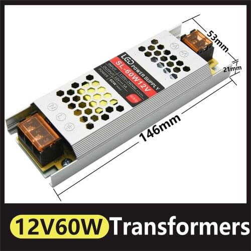 AC190-240V To DC 12V Ultra Thin Strip LED Power Supply Lighting Transformer 60W LED Driver Power Adapter for LED Strip