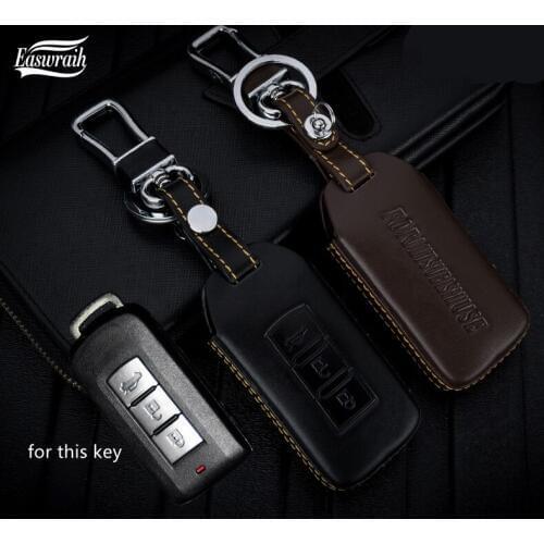 Gift 4D Car Genuine Leather Key Case Holder Cover For Mitsubishi ASX Outlander EX Lancer Pajero RVR Smart Remout Key Accessories