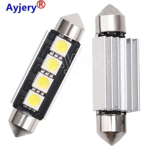 AYJERY 500pcs Festoon 31mm 41mm 4SMD 5050 LED Car Light CANBUS Error Free C5W LED Dome Lamp Auto Bulb Interior Light White 12V