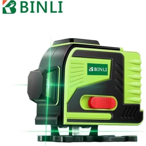 BINLI 12 line 3D Green Laser Level 360° Horizontal Line And Vertical Cross Green Laser Level Automatic Leveling