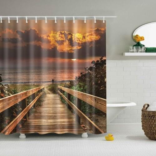 Large Bath Curtain 180x200cm Waterproof Polyester Shower Curtain 3D Door View Blackout Shower Curtain for Bathroom Cortinas