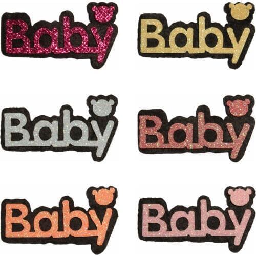 120PCS Newborn letter Appliques for Kids Headwear Fashion Glitter Nonwovens Felt Patches for Girls Hair Accessories