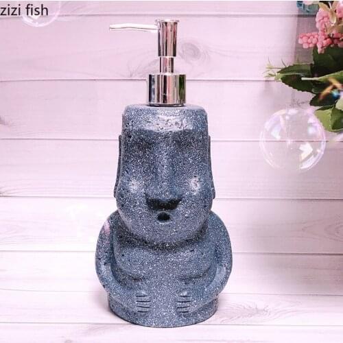 Moai Statue Soap Dispenser Bath Soap Dispenser Shampoo Bottle Easter Island Stone Statue Lotion Bottle Bathroom Accessories