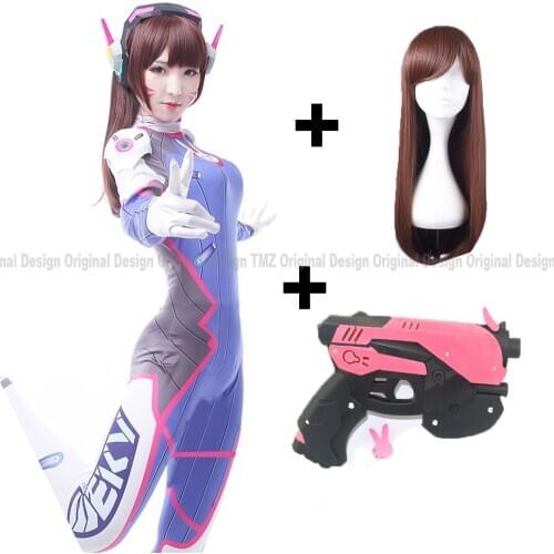 Dva Cosplay Costume Game Overwatch Female Adult child Lycra 3D Printing Spandex Halloween Party Zentai Wig Suits Gun D.Va cos