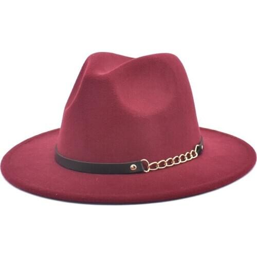 Men Women Wide Big Brim Wool Felt Fedora Panama With Metal Belt Buckle Jazz Retro Cap Party Formal Hats Gorras